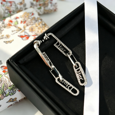Long Chain Drop Earrings–Stud with Hanging Chain