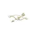 Crystal Arrow Brooch – Interlocking C & Lustrous Bead Ends