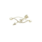 Crystal Arrow Brooch – Interlocking C & Lustrous Bead Ends