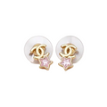 Intertwined Ring Star Drop Stud Earrings Inlaid Pink Sparkling Gemstones Fashion Women Ear Jewelry