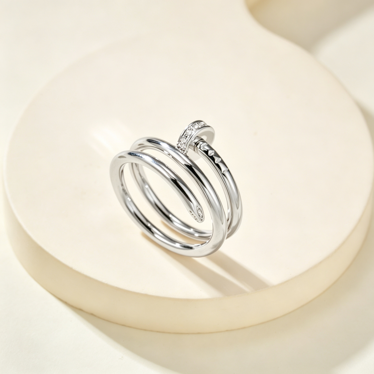 Nail ZP Style Ring with Micro Paved Gemstones Ring for Daily Wear & Gifting