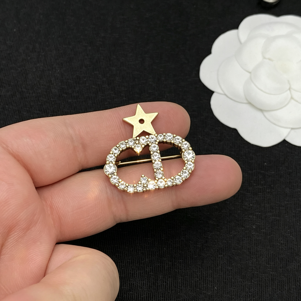 Oval Link Star Brooch – Crystal Pavé
