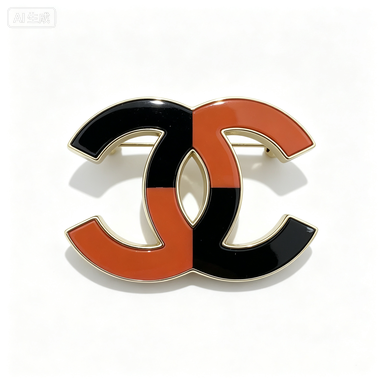 Color-Block Enamel Interlocking C Brooch – Two Finishes