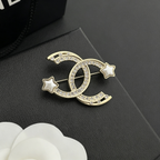 Interlocking C Star Brooch – Crystals & Lustrous Bead Stars