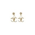 Chain Dangle Double-C Rhinestone Earrings