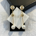 Mini Interlocking Monogram Stud Earrings–Crystal & Bead Drops