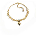 Figure-8 Link Chain Necklace – Black Enamel Interlocking C Heart Pendant