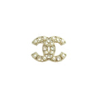 Interlocking C Brooch with Lustrous Beads & Heart Crystals
