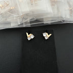 V Shape Stud Earrings Inlaid Sparkling Gemstones Fashion Women Ear Jewelry
