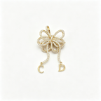 Crystal Openwork Bow Brooch – Dangling Letter Charms