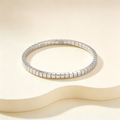 Mini Ice Slim No Gemstones Bangle, Minimalist Thin Band with Square Shape for Daily Wear & Gifting