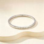 Mini Ice Slim No Gemstones Bangle, Minimalist Thin Band with Square Shape for Daily Wear & Gifting