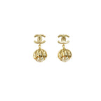 Interlocking C Stud Earrings with Flower Drop