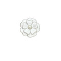 White Enamel Camellia Brooch – Lustrous Bead Center