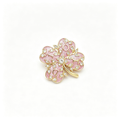 Pink Guilloché Enamel Four-Leaf Clover Brooch – Crystal Detail