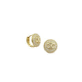 Crystal Pavé Dome Huggie Earrings–Interlocking Arch Motif