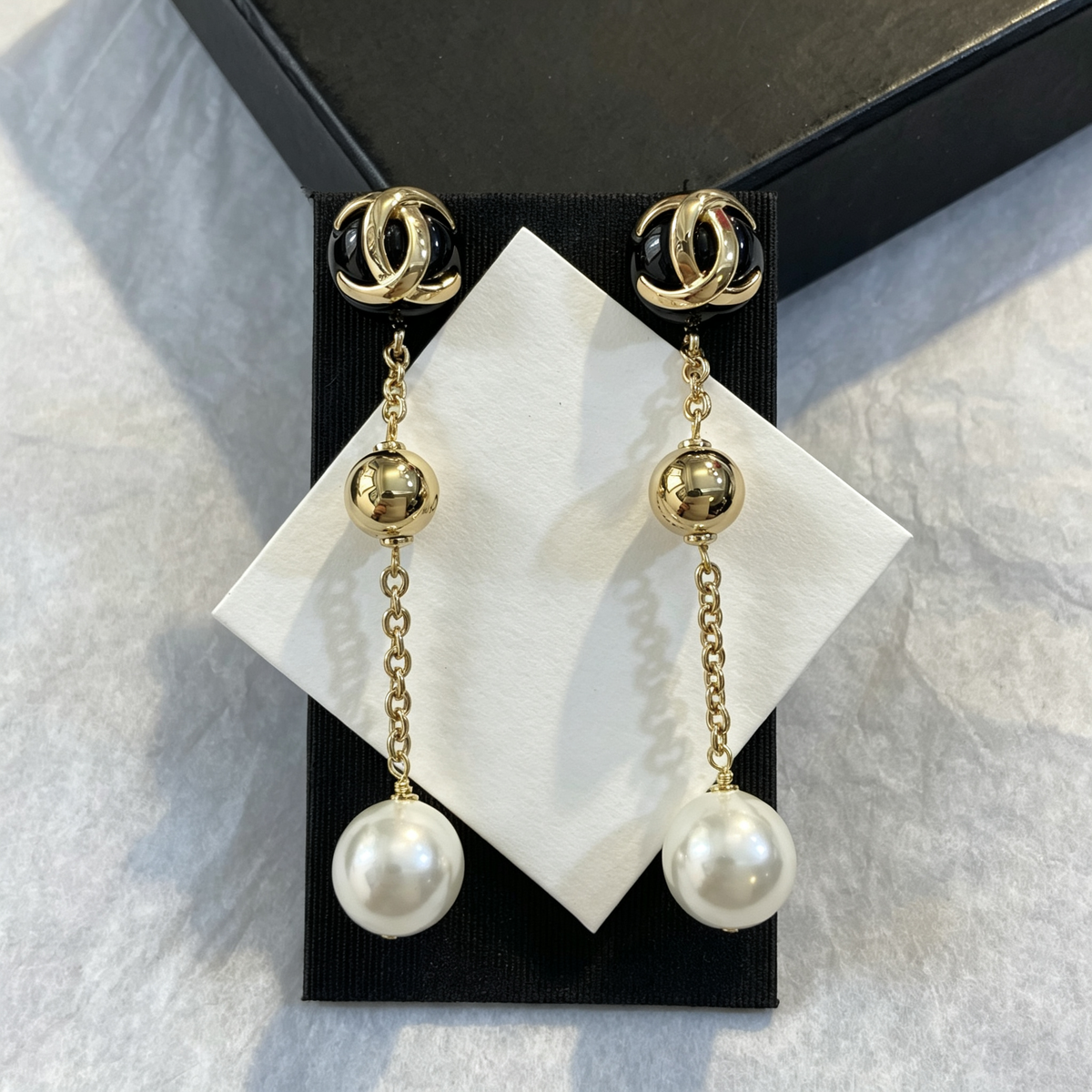 Mini Interlocking Monogram Stud Earrings–Crystal & Bead Drops