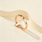 Slim Half Pavé Gemstones T Letter Ring, Unisex Couple Ring for Daily Wear & Gifting