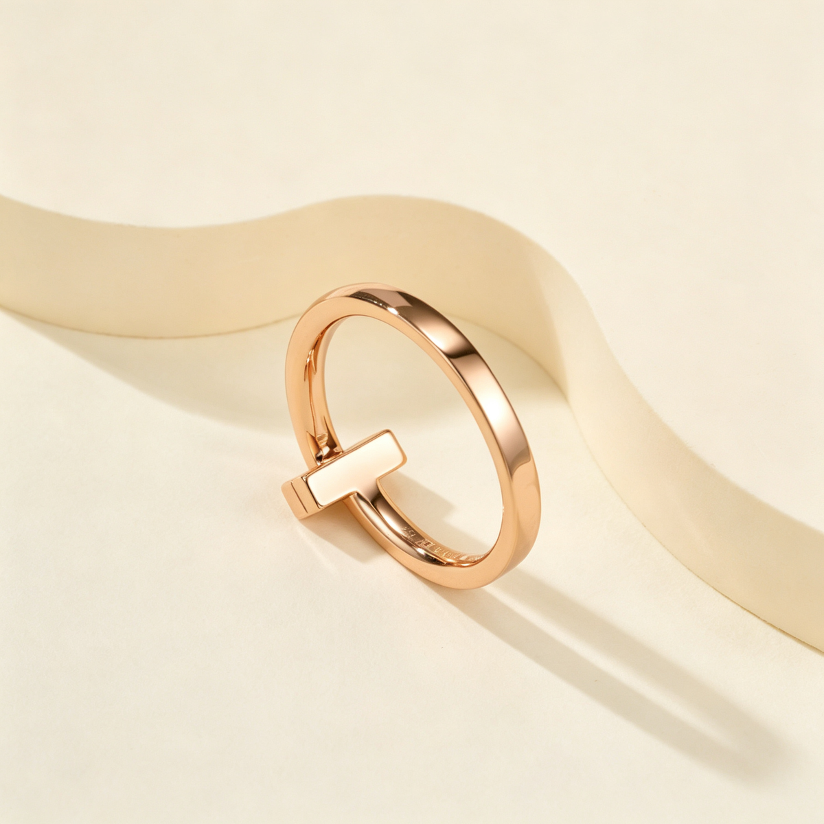 Slim Half Pavé Gemstones T Letter Ring, Unisex Couple Ring for Daily Wear & Gifting