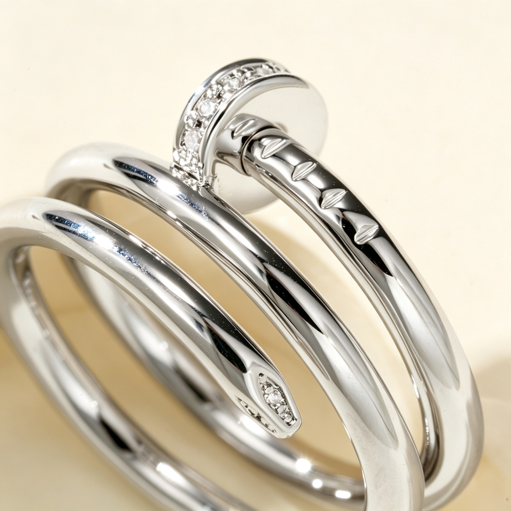 Nail ZP Style Ring with Micro Paved Gemstones Ring for Daily Wear & Gifting