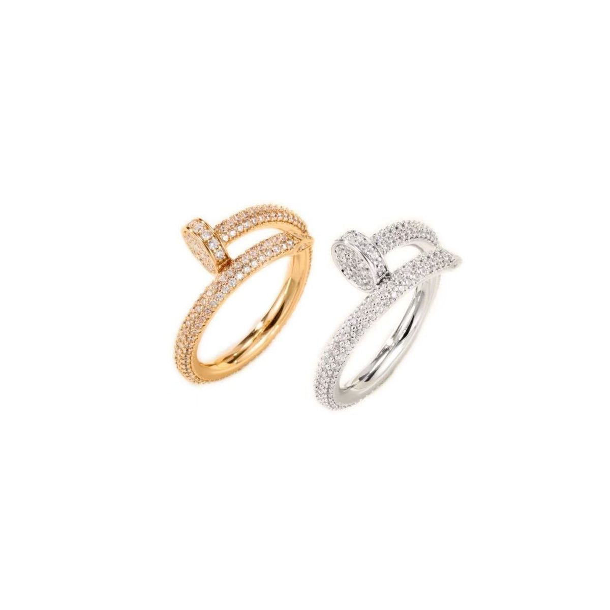 Full Pavé Gemstones Nail Style Ring, Statement Fashion Ring for Daily Wear & Gifting