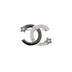 Interlocking C Star Brooch – Black Enamel & Crystal Pavé