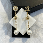 Mini Interlocking Monogram Stud Earrings–Crystal & Bead Drops