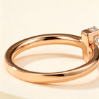 Slim Half Pavé Gemstones T Letter Ring, Unisex Couple Ring for Daily Wear & Gifting