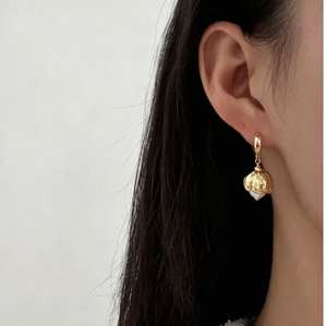 Interlocking C Stud Earrings with Flower Drop