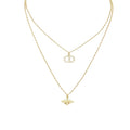 Layered Pendant Necklace – Pavé Monogram and Bee Charm