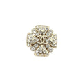 Quatrefoil Flower Crystal Brooch – Graduated Pavé with Interlocking C