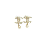 Interlocking C Drop Earrings–Crystal and Lustrous Bead Frame