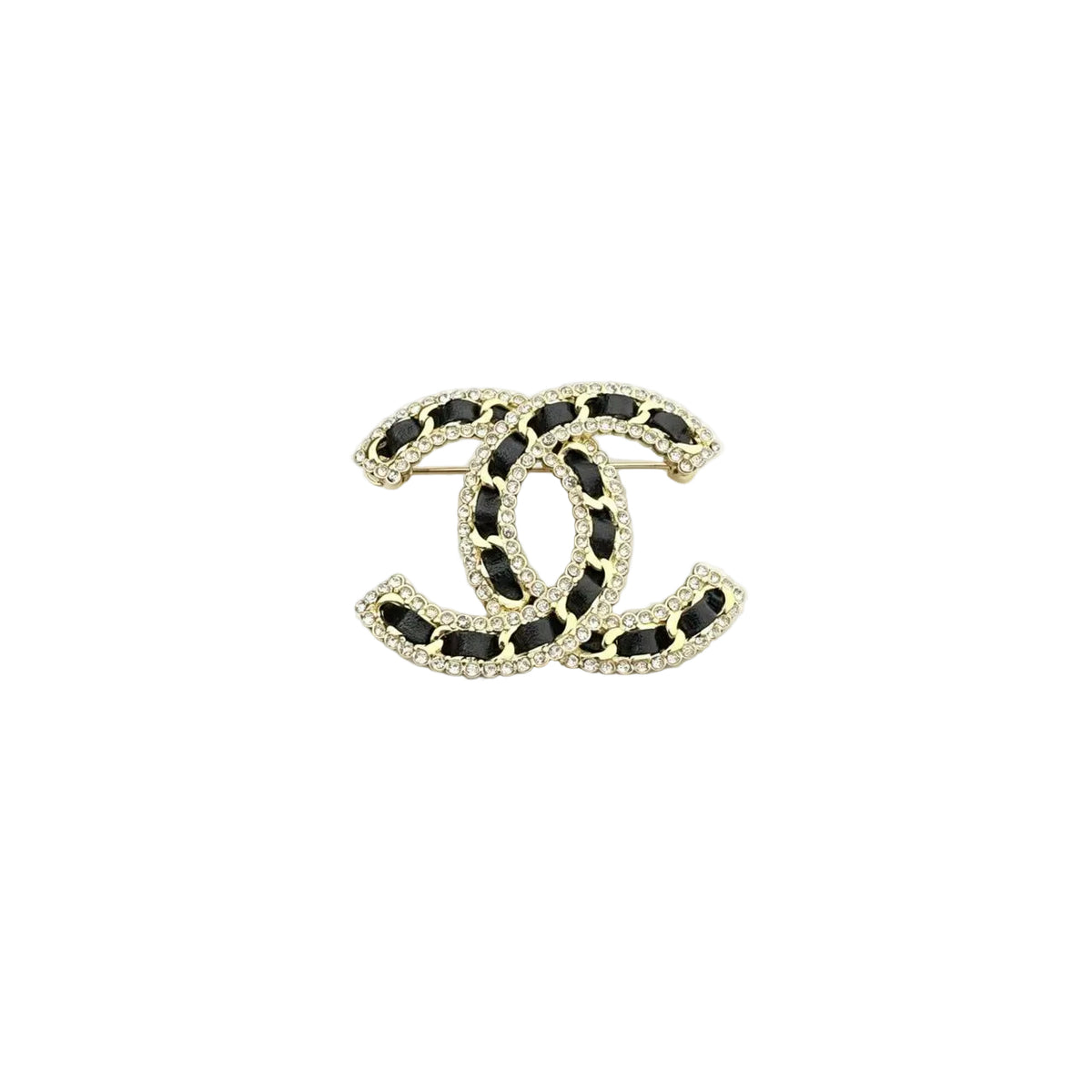 Interlocking C Woven Leather Brooch – Crystal Edges