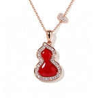 Convertible Double Gourd Necklace – Green/Red Agate, 2-Wear