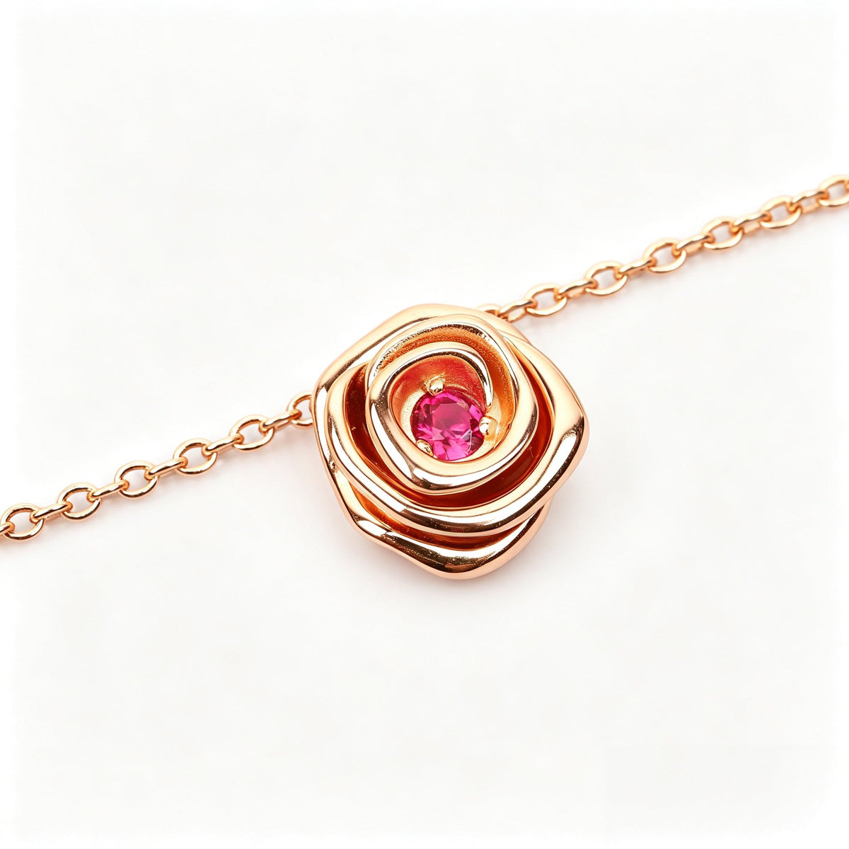 Bud Pendant Necklace for Women Red Gem Luxury Jewelry for Daily