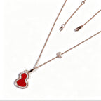 Convertible Double Gourd Necklace – Green/Red Agate, 2-Wear