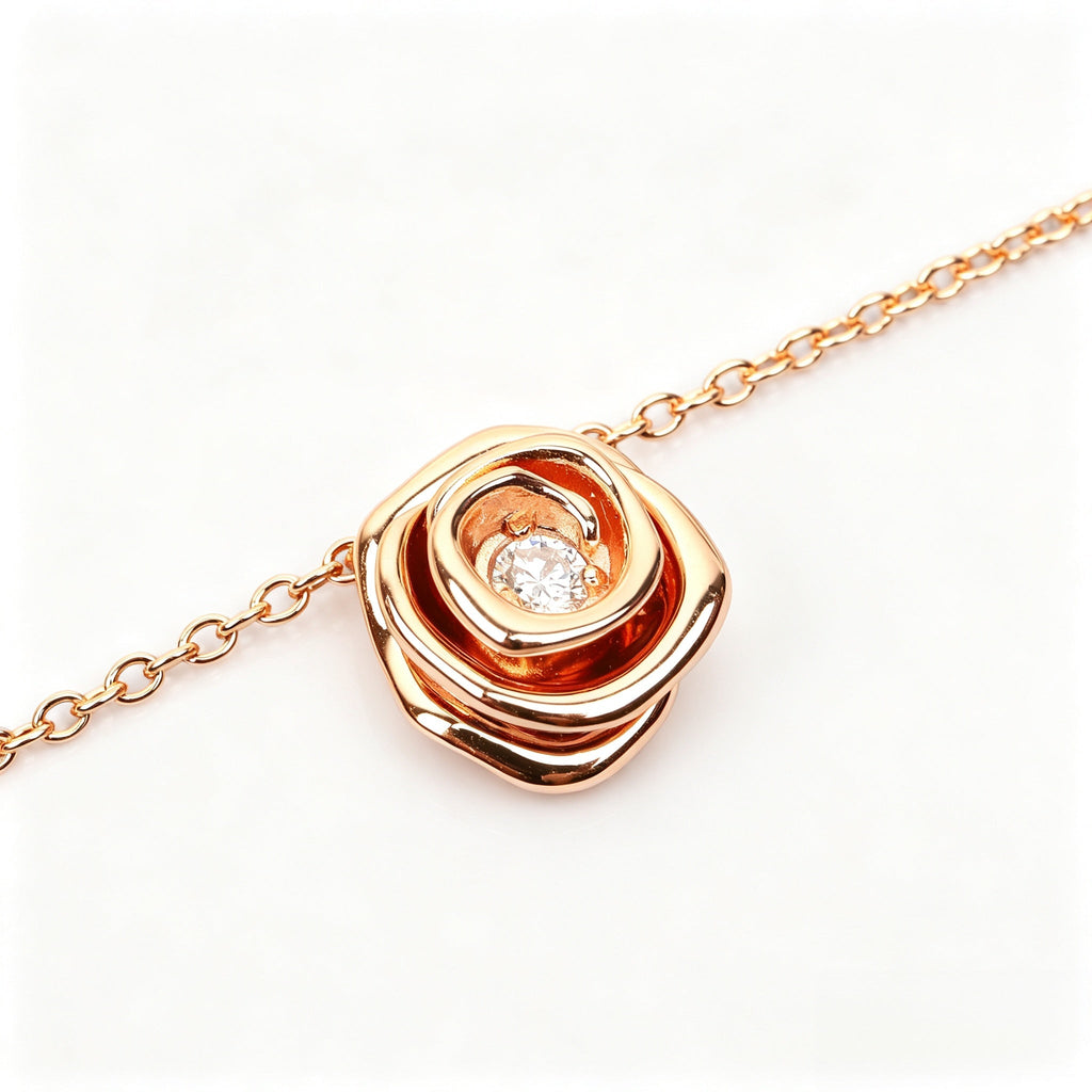 Bud Pendant Necklace for Women Red Gem Luxury Jewelry for Daily