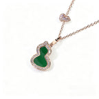 Convertible Double Gourd Necklace – Green/Red Agate, 2-Wear