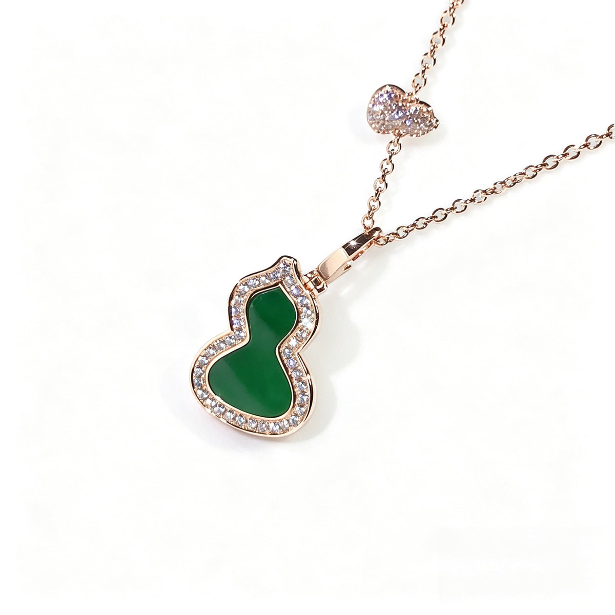Convertible Double Gourd Necklace – Green/Red Agate, 2-Wear