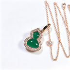 Convertible Double Gourd Necklace – Green/Red Agate, 2-Wear