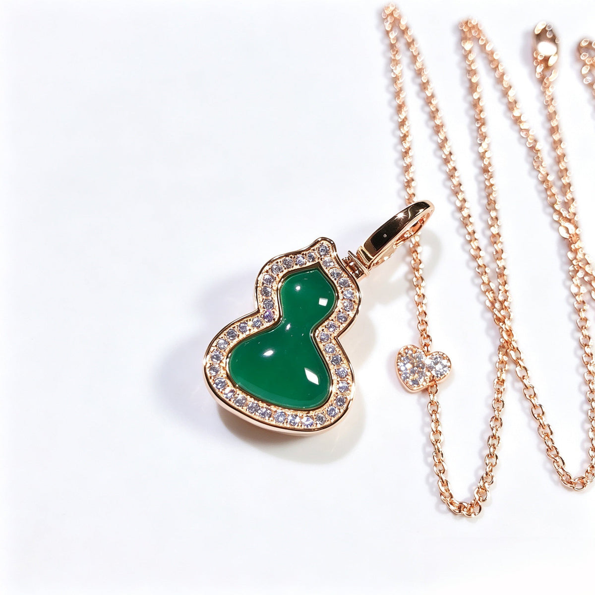 Convertible Double Gourd Necklace – Green/Red Agate, 2-Wear