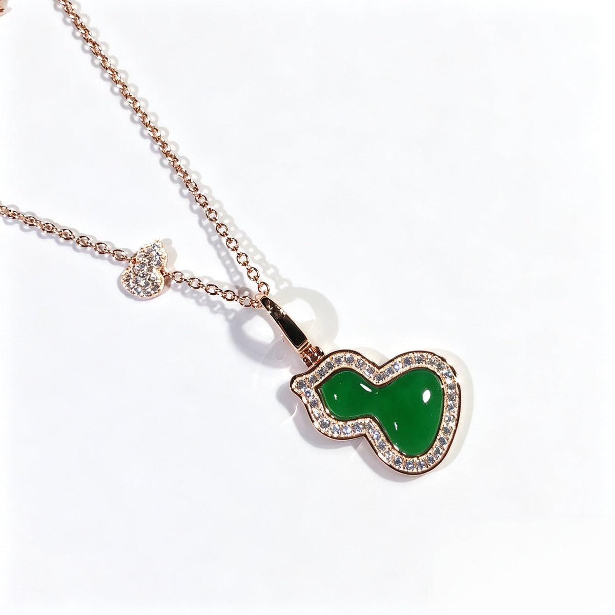 Convertible Double Gourd Necklace – Green/Red Agate, 2-Wear