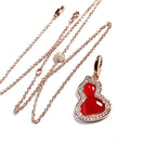 Convertible Double Gourd Necklace – Green/Red Agate, 2-Wear