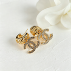 Quilted Double-C Pendant Stud Earrings–Lattice Matelassé