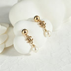 Chain Dangle Double-C Rhinestone Earrings