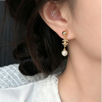 Chain Dangle Double-C Rhinestone Earrings