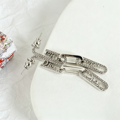 Long Chain Drop Earrings–Stud with Hanging Chain
