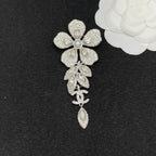 Floral Drop Brooch – Marquise Crystals & Bead