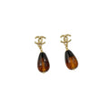 Amber Teardrop Drop Earrings–Classic Warm Hue