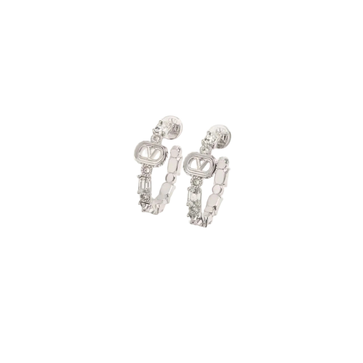 Silver-Tone Openwork Hoop Earrings–Hollow Filigree Design
